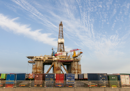 Gas and oil rig platform in the port of Tenerife  Spainのeditorial素材