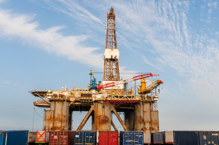 Gas and oil rig platform in the port of Tenerife  Spain