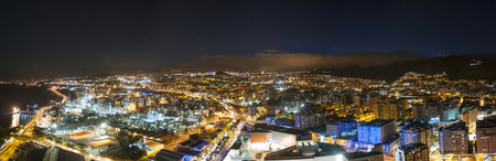Aerial view of night city  Santa Cruz de Tenerifeのeditorial素材