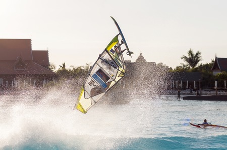 Windsurfing session in Siam park  PWA2014 Tenerifeのeditorial素材