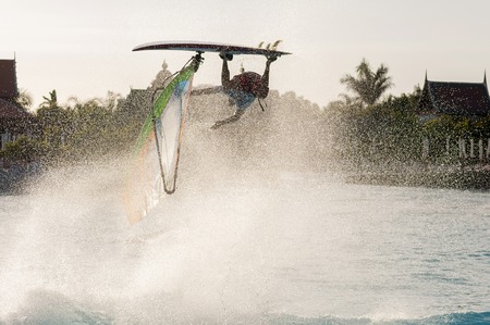 Windsurfing session in Siam park  PWA2014 Tenerifeのeditorial素材