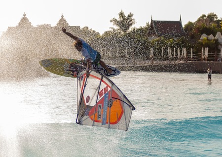 Windsurfing session in Siam park  PWA2014 Tenerifeのeditorial素材