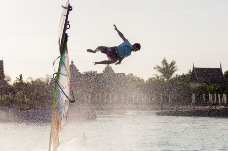 Windsurfing session in Siam park  PWA2014 Tenerifeのeditorial素材