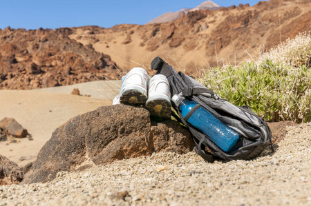 Sport equipment on mountain background