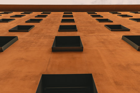 Abstract modern architecture background in minimal style. Urban geometric pattern. Building with...