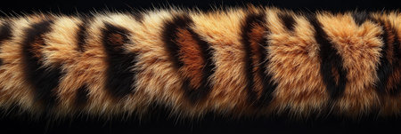 This striking banner showcases a tiger fur pattern with bold orange and deep black stripes, adding a wild, exotic touch perfect for any creative project.の素材
