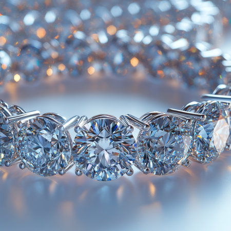 Brilliant diamond bracelets feature stunning round cut stones meticulously arranged in a luxurious setting, glimmering with reflections of light in an elegant display of sophistication.の素材