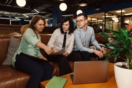 Business Meeting. People Work On Computer In Modern Office. Team Working On Project. High Resolutionの写真素材