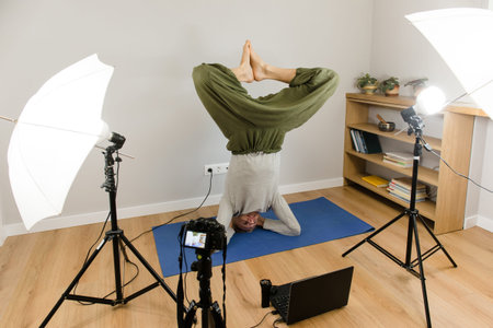 Online yoga practice, webinar e-learning at home