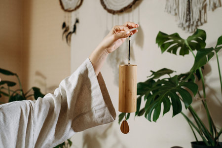 Sound healing with singing bowls, vibration massage and alternative therapy. Mental health care in...