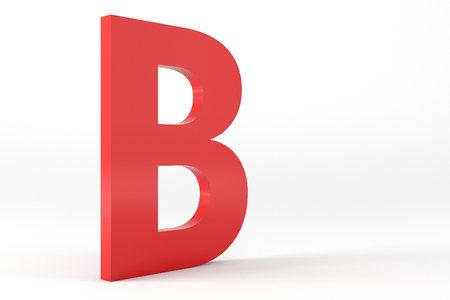 3D Red Letter B Isolated White Backgroundの写真素材