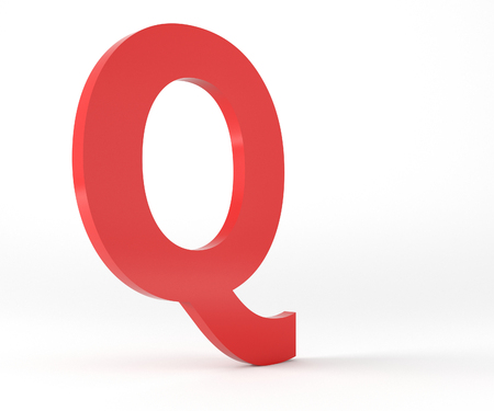 3D Red Letter Q Isolated White Backgroundの写真素材
