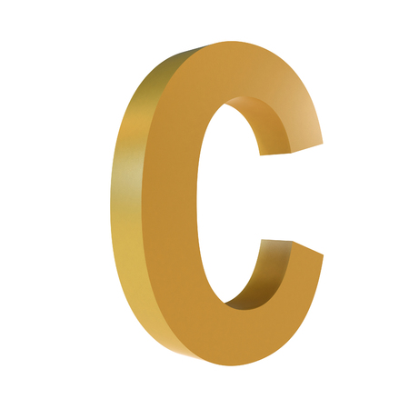 3D Gold Letter C Isolated White Backgroundの写真素材