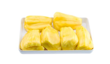 jackfruit in plate on white backgroundの写真素材