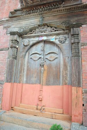 The door with eyes in Kathmandu Durbar Nepalの写真素材