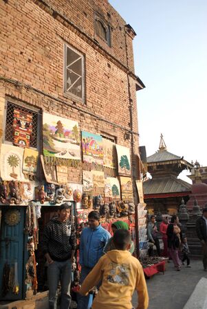 The Swayambhunath in Nepal-November 10,2012 Painting and souvenirのeditorial素材