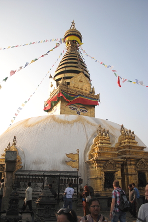 The Swayambhunath in Nepal-November 10,2012 The eyes stupaのeditorial素材