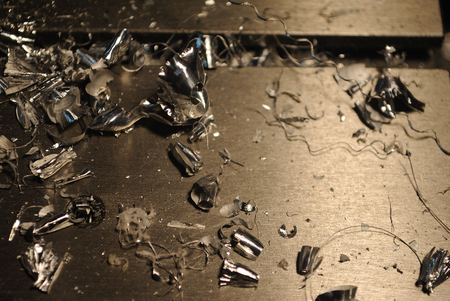 Aluminum scraps  and sheet metalの写真素材