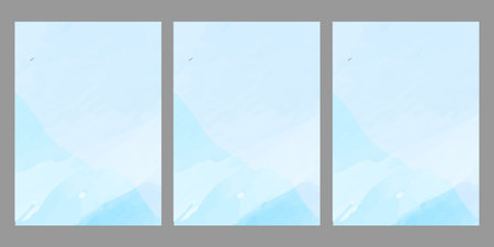 Set of abstract watercolor backgrounds. Blue and white colors. Vector illustration.の写真素材