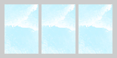 Set of blue watercolor background. Vector illustration. Grunge texture.の写真素材