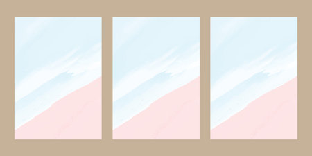 Set of pastel pink and blue abstract backgrounds. Vector illustration.の写真素材