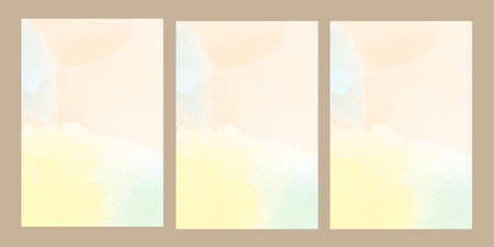 Set of abstract watercolor backgrounds. Pastel colors. Vector illustration.の写真素材