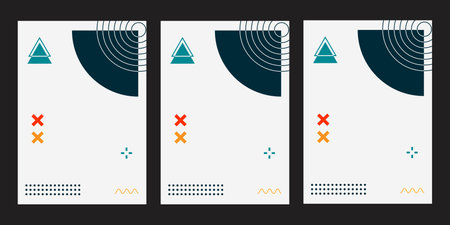 Set of vertical banners with abstract geometric shapes. Minimalistic design. Vector illustrationの写真素材