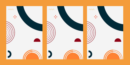 Set of vertical banners with abstract geometric elements. Vector illustration in flat styleの写真素材