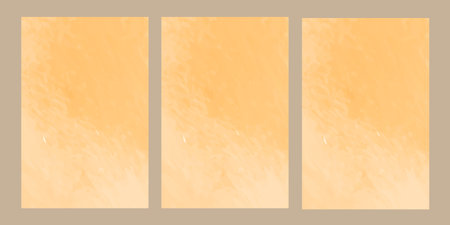 Set of orange watercolor hand painted backgrounds. Vector illustration for your design.の写真素材