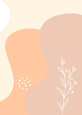 Abstract background with hand drawn organic shapes and floral elements. Vector illustration.の写真素材