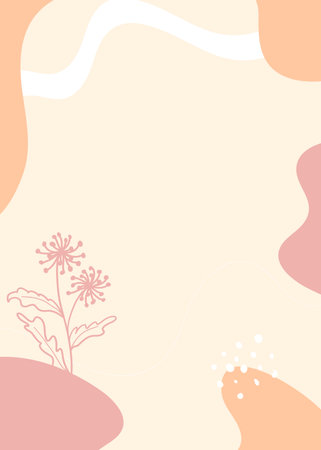 Abstract background with hand drawn floral elements. Vector illustration for your designの写真素材