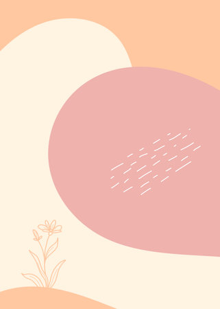 Minimalist abstract background with hand drawn flowers. Vector illustration.の写真素材