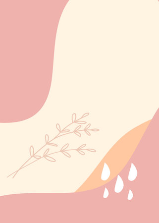 Minimalist abstract background with hand drawn botanical elements. Vector illustrationの写真素材