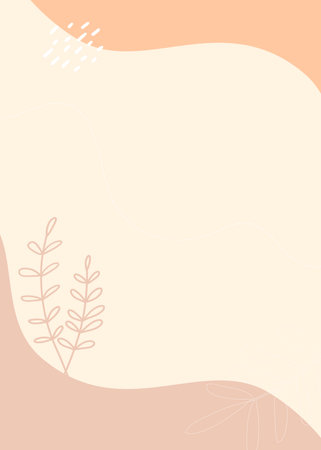 Abstract floral background with hand drawn plants and leaves. Vector illustration.の写真素材
