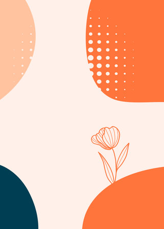 Abstract background with flowers and dots. Vector illustration in flat style.の写真素材