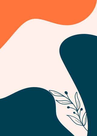 Minimalist abstract background with geometric shapes and floral elements. Vector illustration.の写真素材