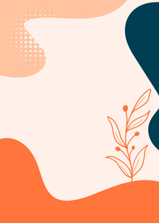 Abstract background with floral elements. Vector illustration in trendy minimalistic styleの写真素材