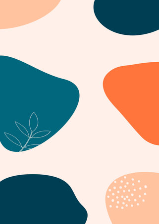 Cute seamless pattern with abstract shapes. Vector illustration in trendy flat styleの写真素材
