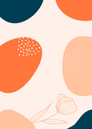 Seamless pattern with abstract shapes and flowers. Vector illustration.の写真素材