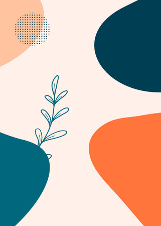 Abstract background with geometric shapes and floral elements. Vector illustration in flat styleの写真素材
