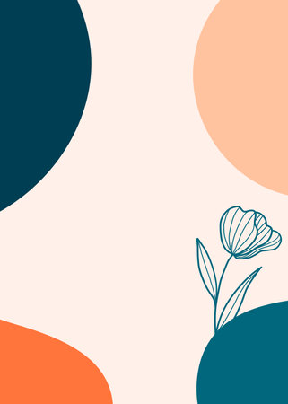 abstract background with flowers and leaves, vector illustration in flat styleの写真素材