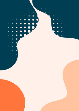 Abstract background with wavy shapes and halftone dots. Vector illustrationの写真素材