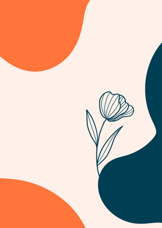 Abstract floral background. Hand drawn vector illustration in trendy minimalistic style.の写真素材