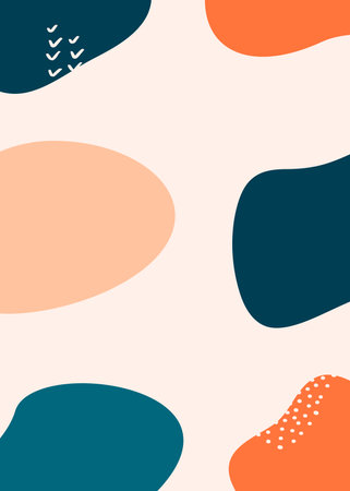 Seamless pattern with abstract shapes in pastel colors. Vector illustrationの写真素材
