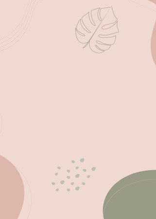 Abstract background with monstera leaves. Vector illustration. Pastel colors.の写真素材