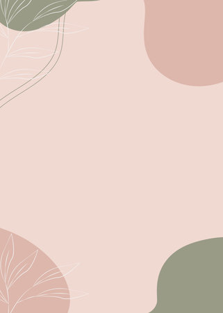 Abstract floral background with leaves. Hand drawn botanical vector illustration.の写真素材