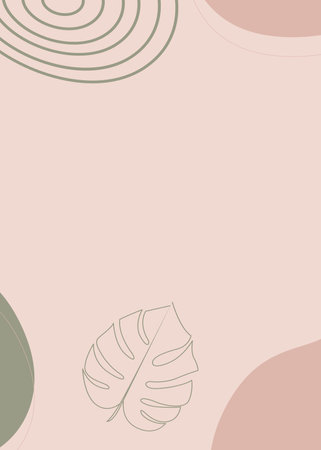 Abstract background with monstera leaves in pastel colors. Vector illustration.の写真素材