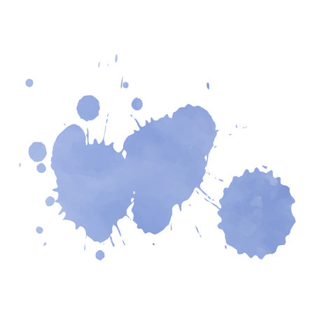 Blue watercolor splashes and blots on white background. Vector illustration.の写真素材