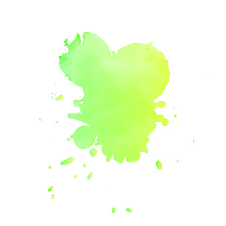 Green watercolor splash on white background. Watercolor spot. Vector illustration.の写真素材