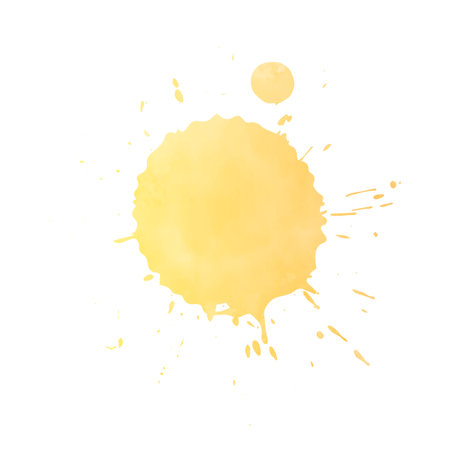 Vector yellow watercolor splash. Watercolor drop. Vector illustration.の写真素材